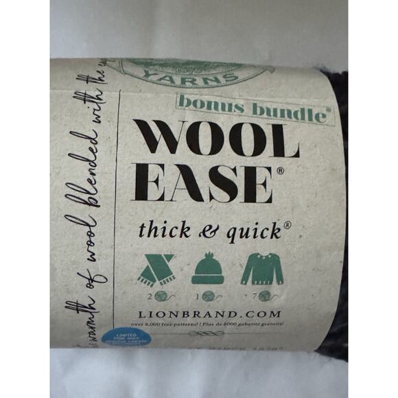 Lion Brand Yarns Wool Ease Frosty Spruce #6 Super Bulky 174 Yards Bonus Bundle - Picture 8 of 8
